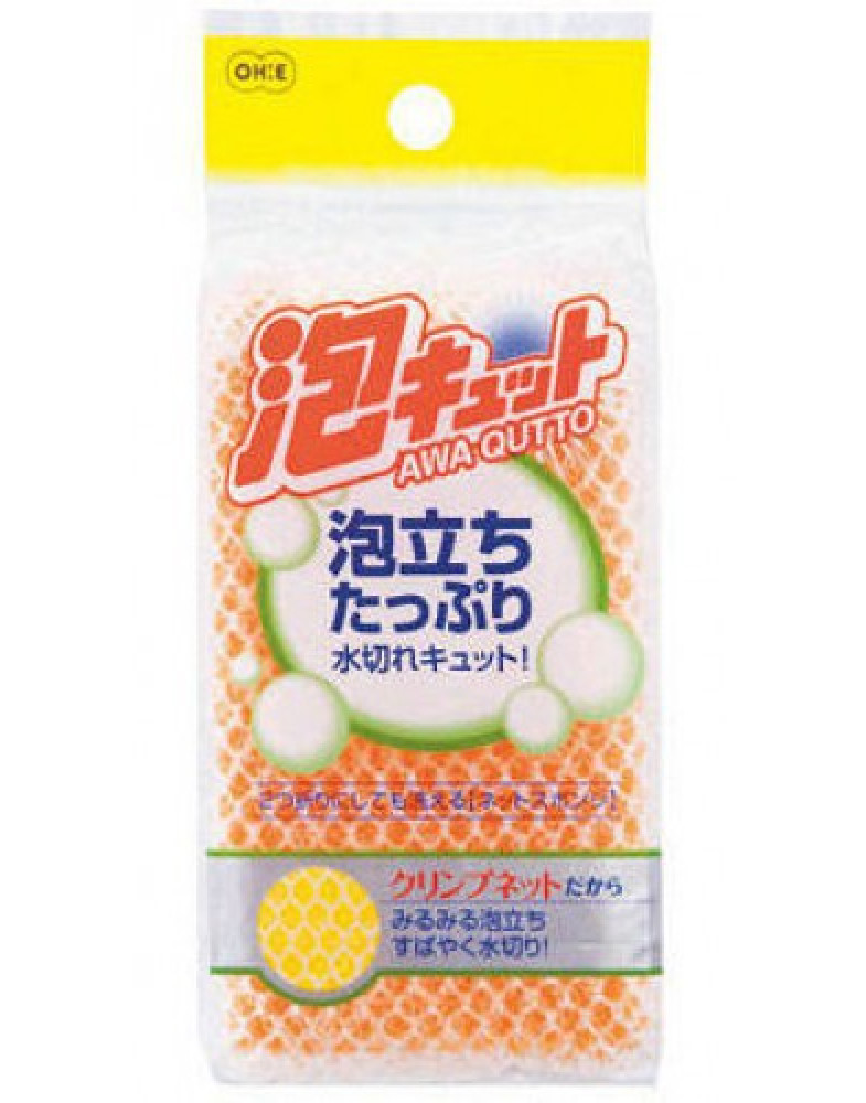 Губка для мытья посуды с покрытием сеточкой Awa qutto net sponge