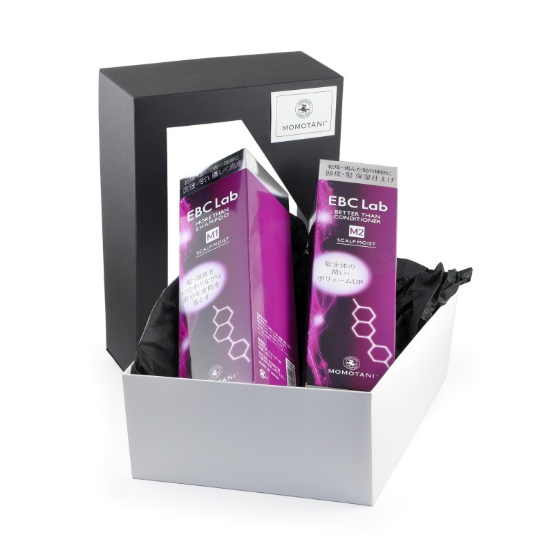 Подарочный набор «УВЛАЖНЕНИЕ И ОБЪЕМ» для сухой кожи головы (Увлажняющий шампунь для придания объема, 290 мл + Увлажняющий кондиционер для придания объема, 200 мл) MOMOTANI EBC Lab