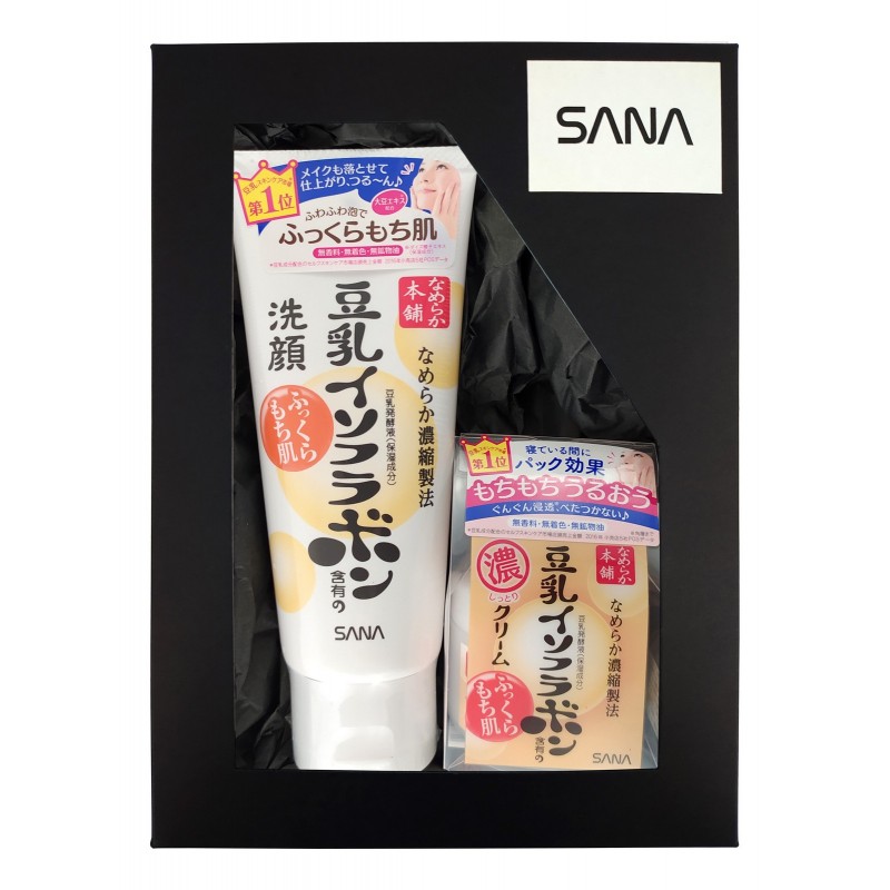 Подарочный набор «ВЕЧЕРНИЙ УХОД С ИЗОФЛАВОНАМИ СОИ» (Пенка для умывания и снятия макияжа увлажняющая, 150 г + Крем ночной питательный, 50 г) SANA Soy Milk