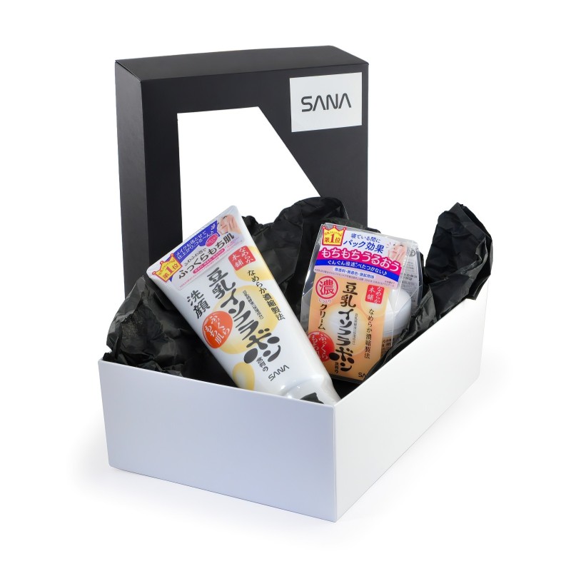 Подарочный набор «ВЕЧЕРНИЙ УХОД С ИЗОФЛАВОНАМИ СОИ» (Пенка для умывания и снятия макияжа увлажняющая, 150 г + Крем ночной питательный, 50 г) SANA Soy Milk