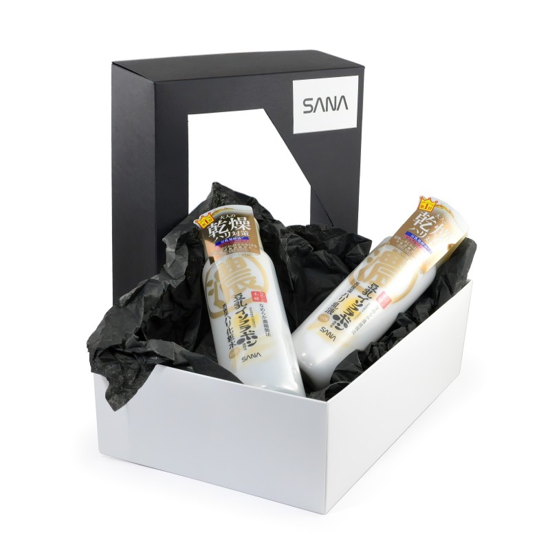 Подарочный набор «ОБНОВЛЕНИЕ И УВЛАЖНЕНИЕ С РЕТИНОЛОМ» (Увлажняющий и подтягивающий лосьон, 200 мл + Увлажняющее и подтягивающее молочко, 150 мл) SANA Soy Wrinkle