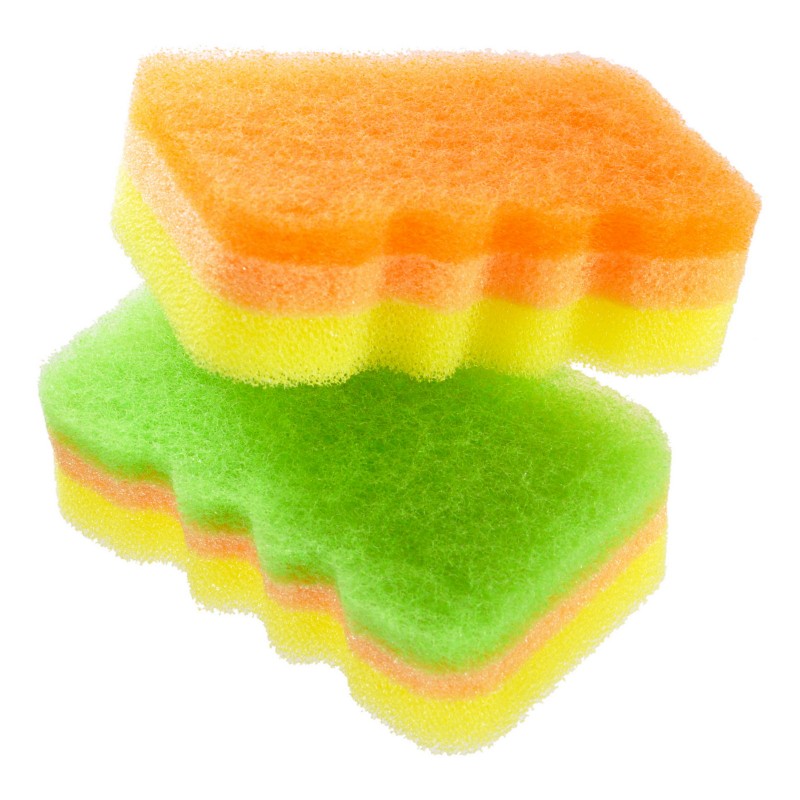 Губка для посуды трехслойная, (с эффектом образования обильной пены) мягкий верхний слой AWADASU SPONGE SCOUTER NON SCRATCH