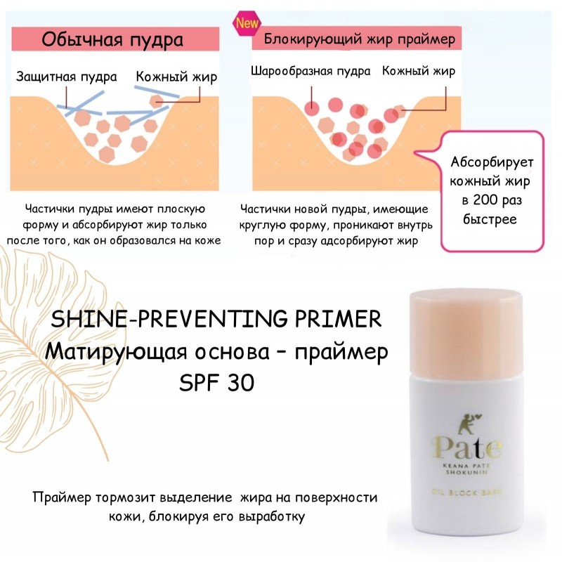 Матирующая основа - праймер под макияж SPF 30, SANA PORE PUTTY OIL BLOCK BASE SPF 30