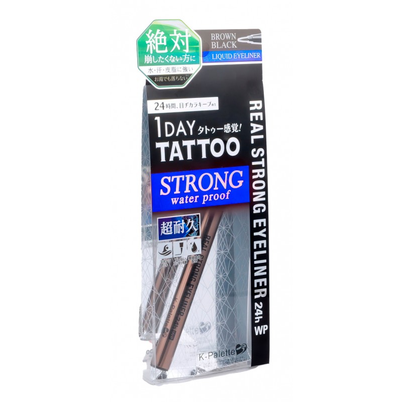 Водостойкая жидкая подводка для глаз 24 часа (черно-коричневый), REAL STRONG EYELINER 24h WP