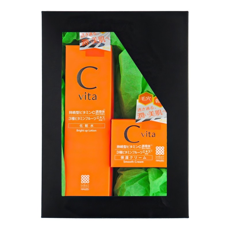 Подарочный набор "КОМФОРТ И СВЕЖЕСТЬ С ВИТАМИНОМ С": Антиоксидантный лосьон + Антиоксидантный смягчающий крем / MEISHOKU Vitamin C