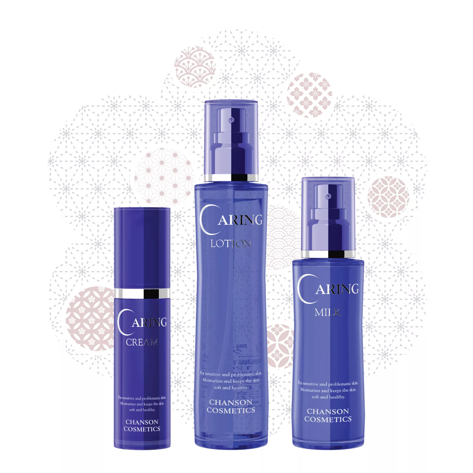 Подарочный набор уходовой косметики Chanson Cosmetics Caring для чувствительной кожи лица, 3 продукта