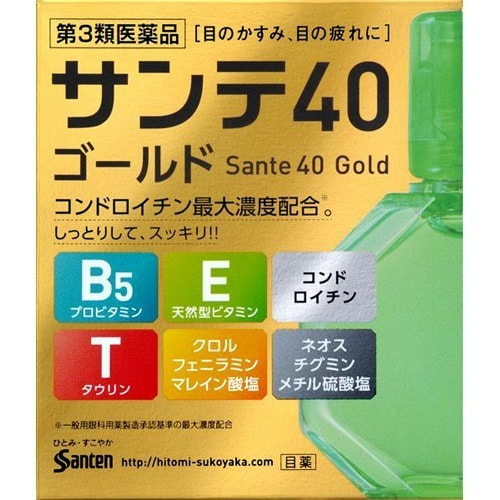 Возрастные капли для глаз с хондроитином / Santen "Sante 40 Gold"