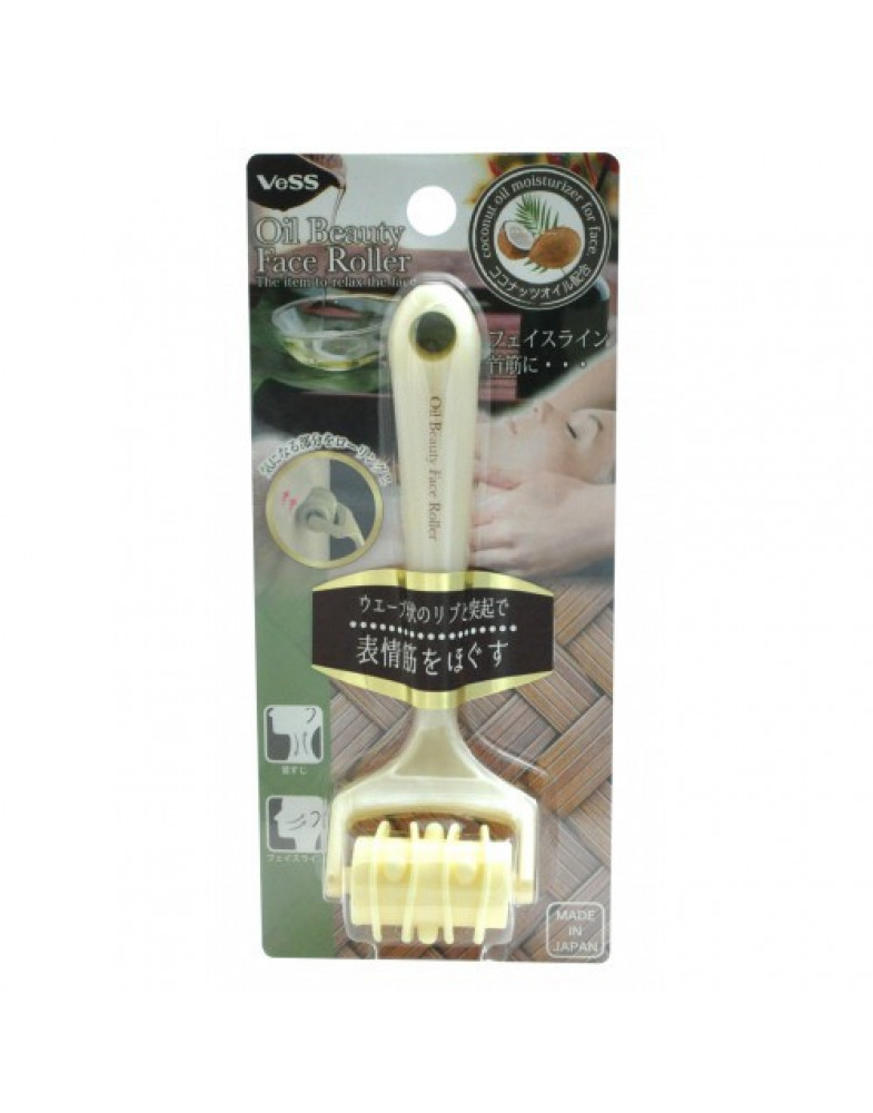Роликовый массажёр для лица с кокосовым маслом Oil beauty face roller
